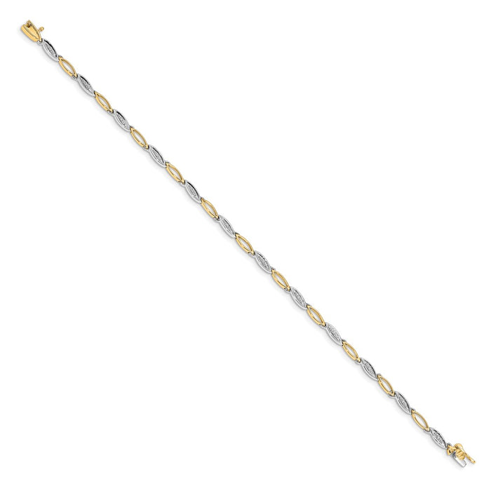 Shop Stylish 14K Two-Tone Diamond Link Bracelet - 7.5 Inches, Luxury Value!-2