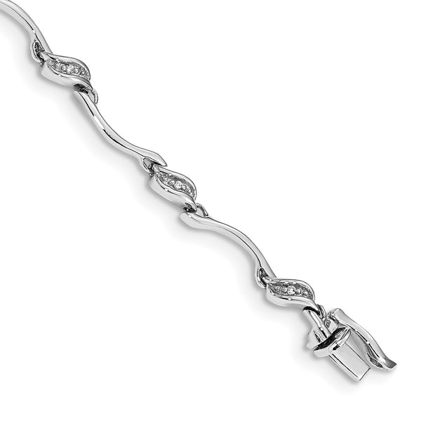 14K White Gold Diamond-Studded Link Bracelet