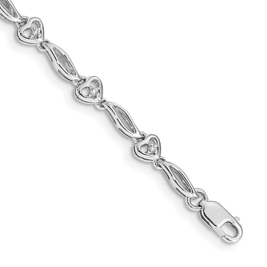 Exclusive 14K White Gold Diamond Heart Bracelet - Stylish & Affordable Luxury