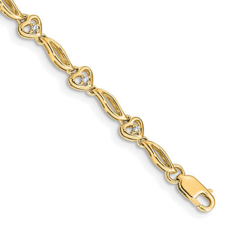 Exclusive 14K Yellow Gold Diamond Heart Tennis Bracelet - Stylish & Affordable