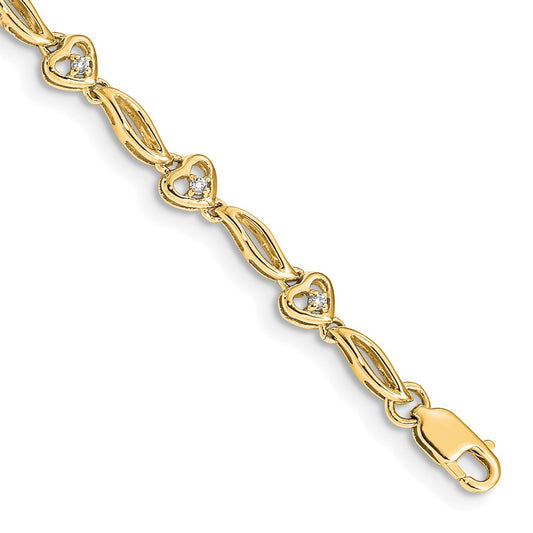 Exclusive 14K Yellow Gold Diamond Heart Tennis Bracelet - Stylish & Affordable
