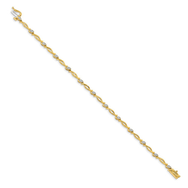 14K Gold Diamond Bracelet, 7.5"