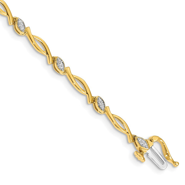 14K Gold Diamond Bracelet, 7.5"