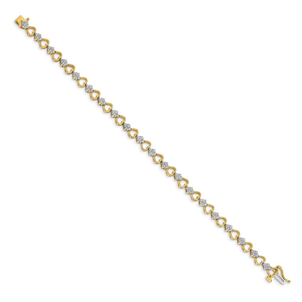 14K Gold Diamond Heart Link Bracelet