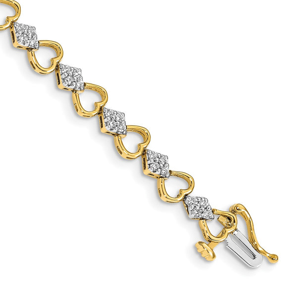 14K Gold Diamond Heart Link Bracelet
