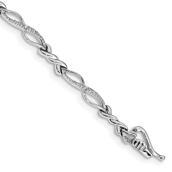 14K White Gold Diamond Tennis Bracelet, 7.5 inches
