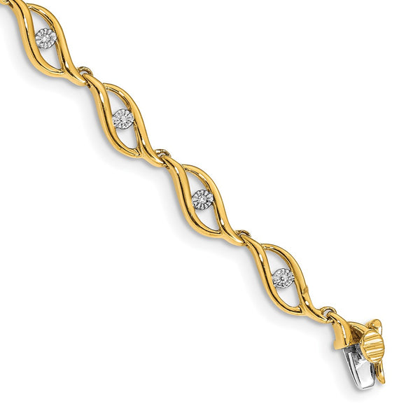 14K Gold Diamond Bracelet - 7.5-Inch