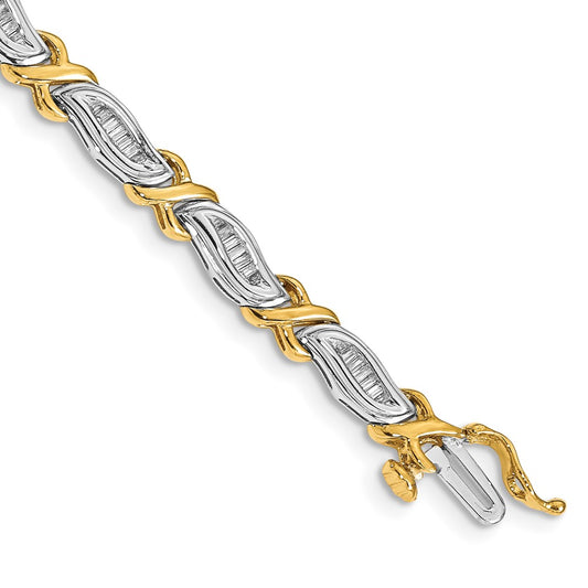 Exclusive 14K Two-Tone Baguette Diamond Bracelet | 1 Carat, Stylish Luxury