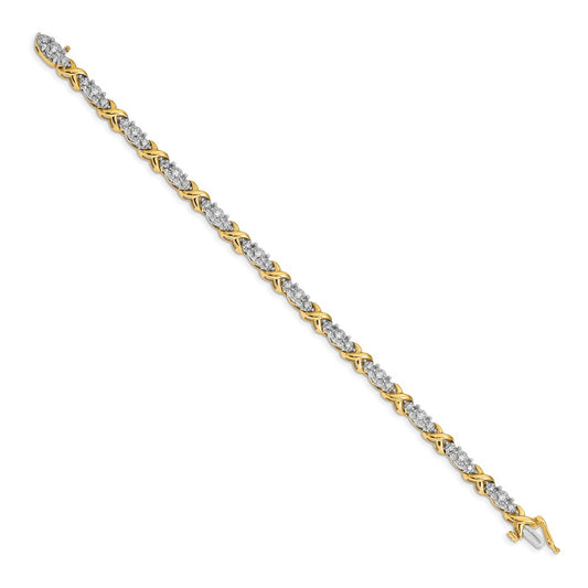 Shop Exclusive 14K Two-Tone Diamond X Design Bracelet - Stylish Luxury Jewelry