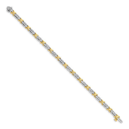 Exclusive 14K Two-Tone Polished Fancy Diamond Bracelet - 6.5 Inches, Stylish Value