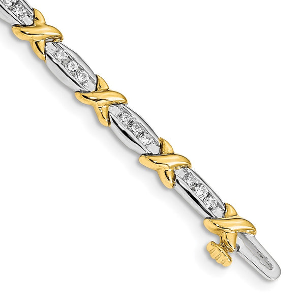 14K Two-Tone Polished Fancy Diamond Bracelet - 6.5 Inches
