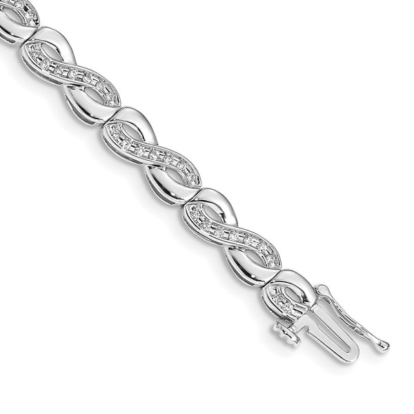 14K White Gold Diamond Infinity Bracelet