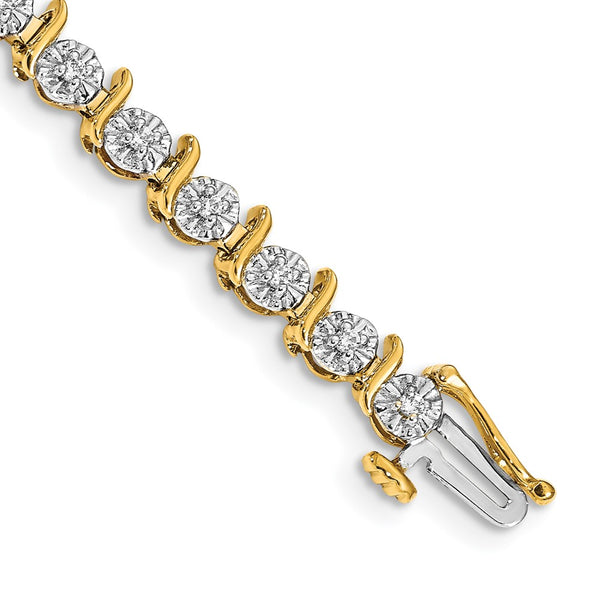 14K Gold Diamond Bracelet, 7" Length