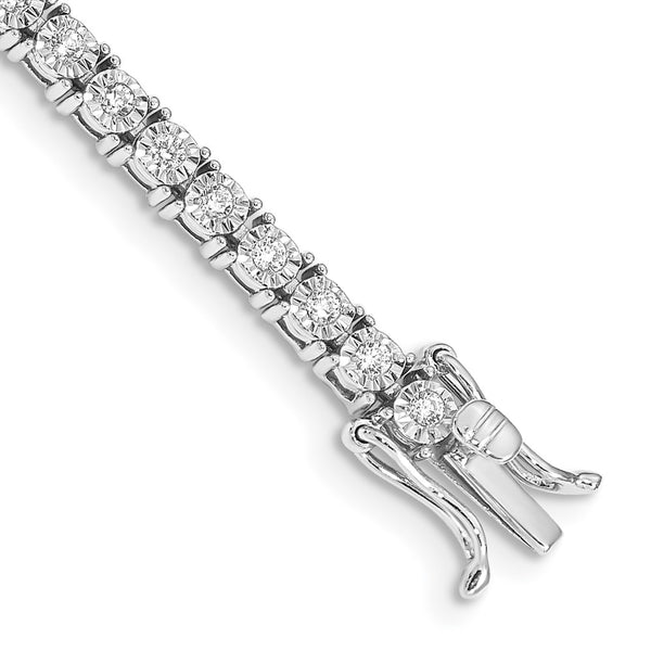 14K White Gold Diamond Bracelet, 7.5", Illusion Setting
