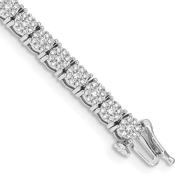 14K White Gold Diamond Cluster Bracelet
