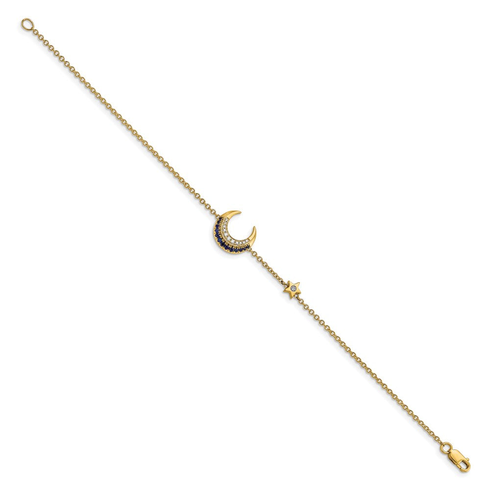 Shop Stylish 14K Gold Diamond & Sapphire Moon and Star Bracelet - 7"