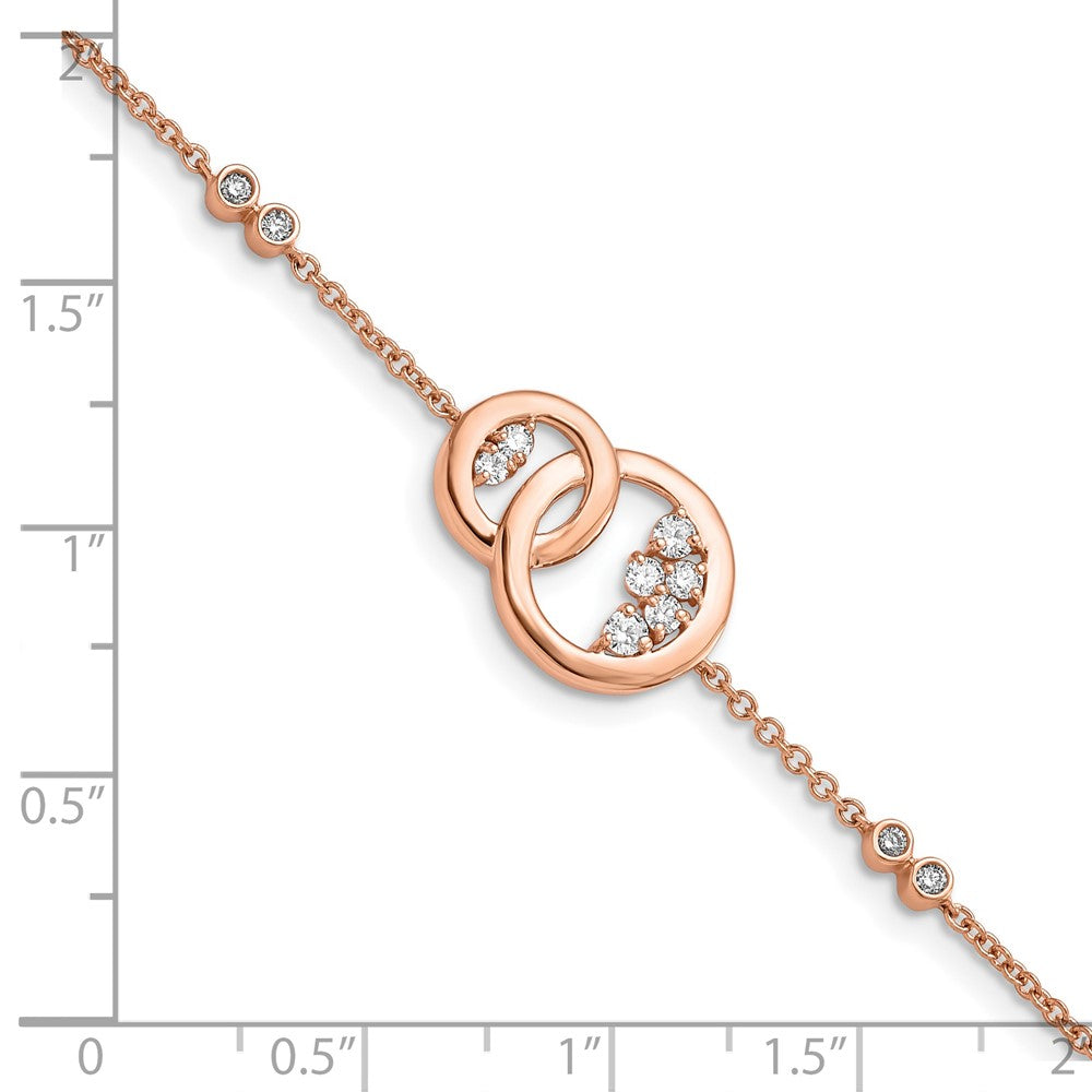 Buy Stylish 14K Rose Gold Diamond Double Circle Bracelet - 7 Inches