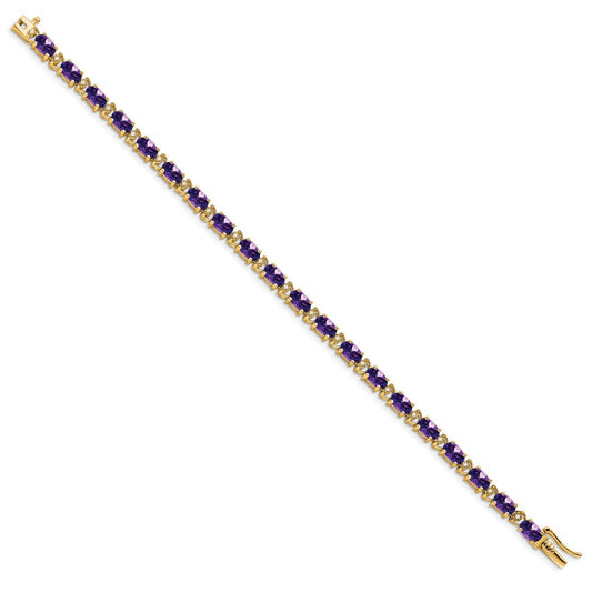 Buy Exclusive 14K Gold Oval Amethyst & Diamond Bracelet - Stylish Value!