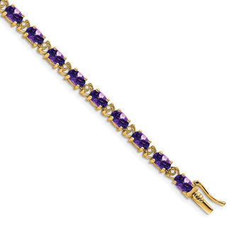 Buy Exclusive 14K Gold Oval Amethyst & Diamond Bracelet - Stylish Value!