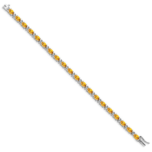 Shop Exclusive 14K White Gold Oval Citrine & Diamond Bracelet - Stylish Value