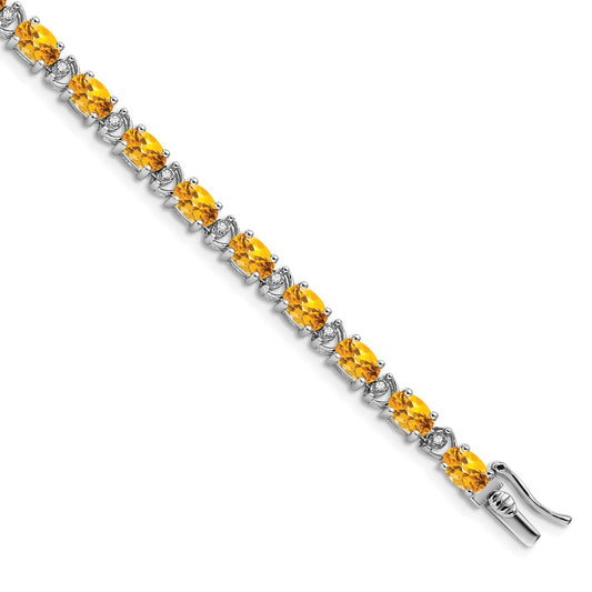 Shop Exclusive 14K White Gold Oval Citrine & Diamond Bracelet - Stylish Value