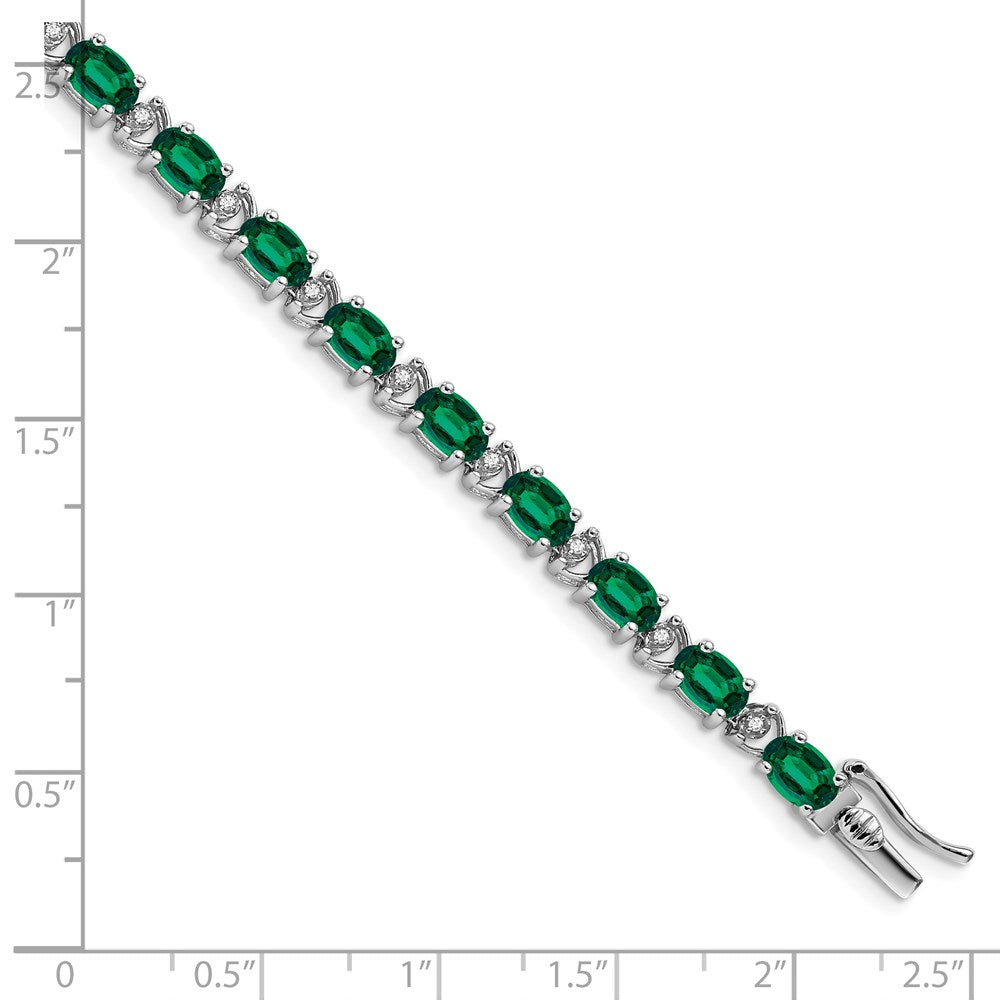 Exclusive 14K White Gold Oval Emerald & Diamond Bracelet - Stylish Luxury!