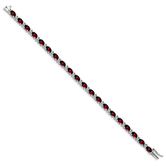 Buy Exclusive 14K White Gold Oval Garnet & Diamond Bracelet - Stylish Value