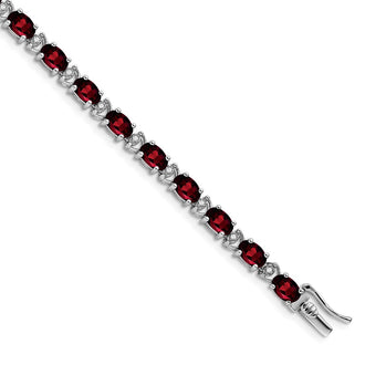 Buy Exclusive 14K White Gold Oval Garnet & Diamond Bracelet - Stylish Value