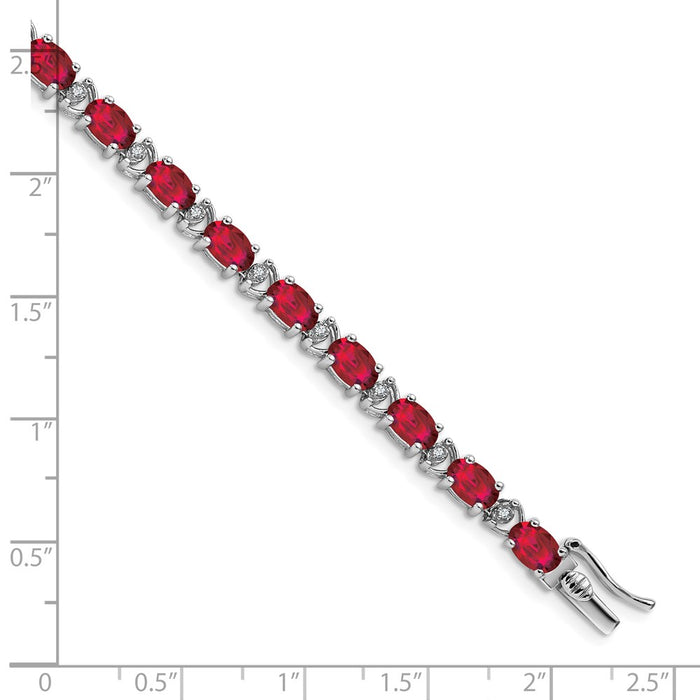 Buy Exclusive 14K White Gold Bracelet with Oval Created Ruby & Diamonds-4