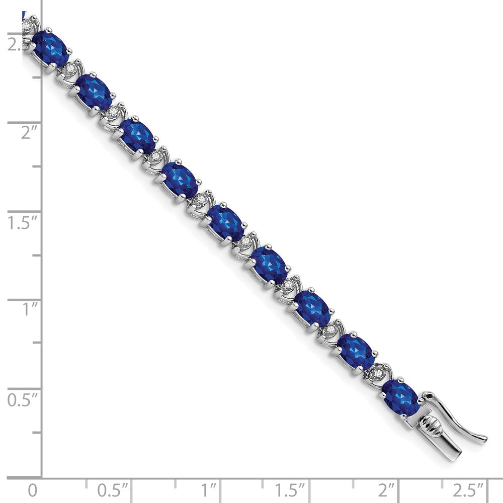 Shop 14K White Gold Oval Created Sapphire & Diamond Bracelet - Stylish & Affordable!