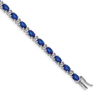Shop 14K White Gold Oval Created Sapphire & Diamond Bracelet - Stylish & Affordable!