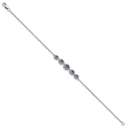 Buy Stylish 14K White Gold Marquise-Cut Amethyst Bracelet - Luxury Value!