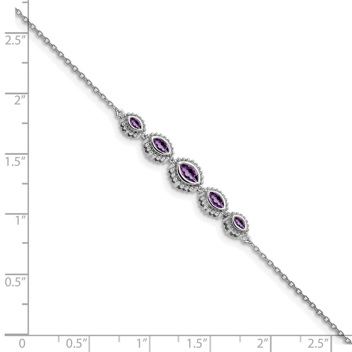 Buy Stylish 14K White Gold Marquise-Cut Amethyst Bracelet - Luxury Value!-3