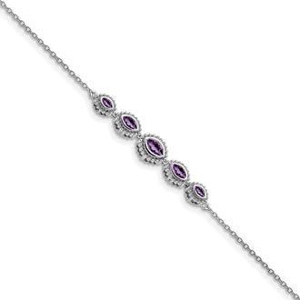 Buy Stylish 14K White Gold Marquise-Cut Amethyst Bracelet - Luxury Value!