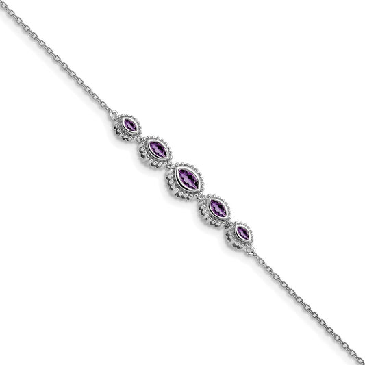 Buy Stylish 14K White Gold Marquise-Cut Amethyst Bracelet - Luxury Value!