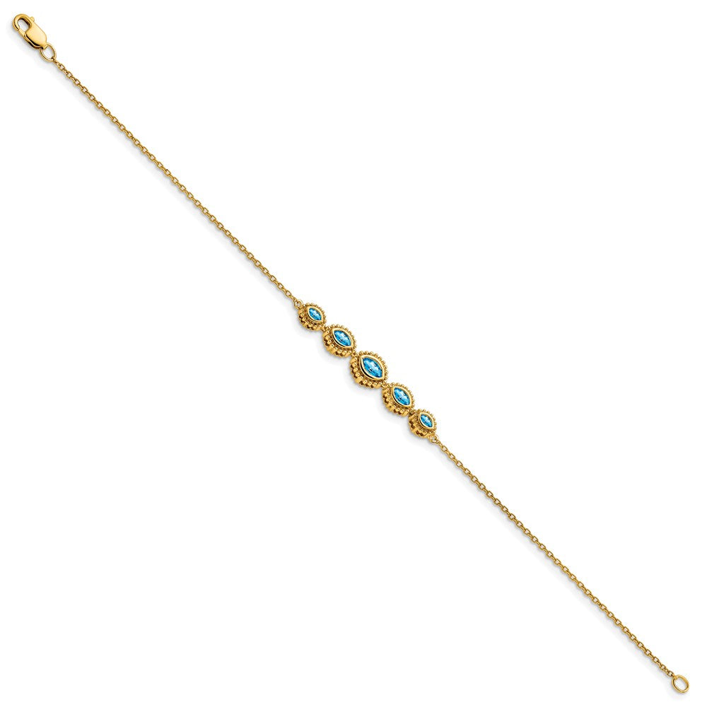 Shop 14K Gold Marquise Blue Topaz Bracelet - Stylish & Lightweight Luxury Jewelry