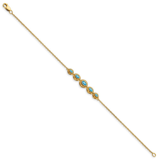 Shop 14K Gold Marquise Blue Topaz Bracelet - Stylish & Lightweight Luxury Jewelry