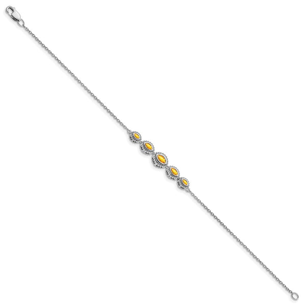14K White Gold Marquise-Cut Citrine Bracelet