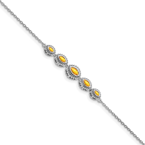 14K White Gold Marquise-Cut Citrine Bracelet