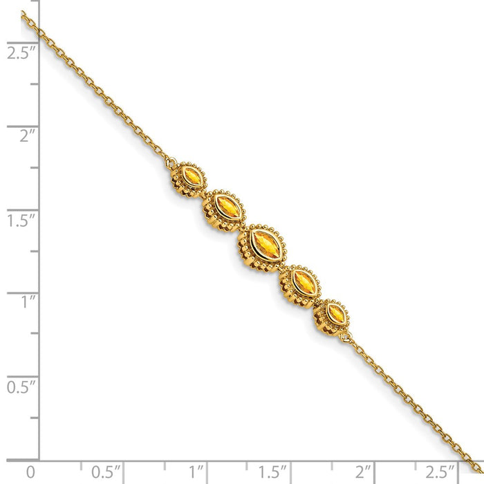 Exclusive 14K Gold Marquise-Cut Citrine Bracelet - Stylish Luxury Jewelry-3