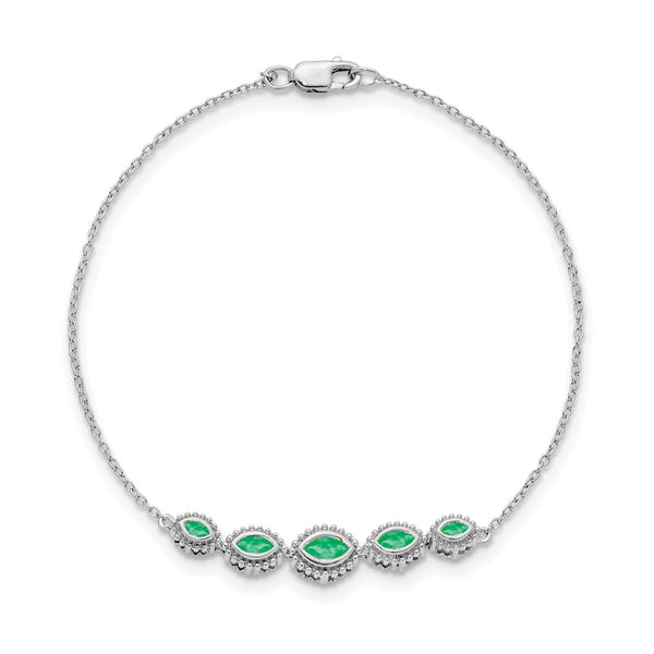 14K White Gold Marquise-Cut Emerald Bracelet