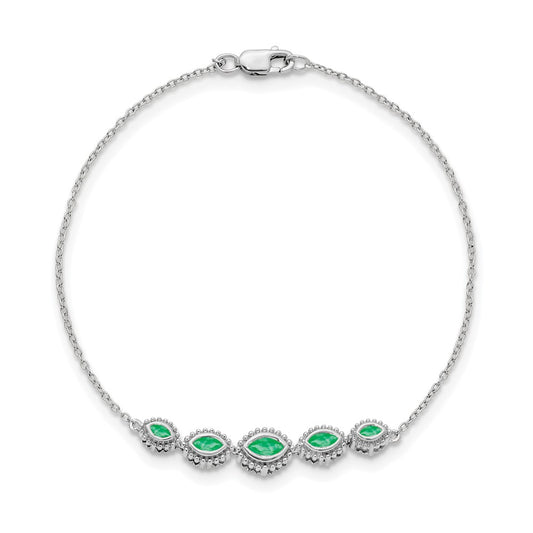 Buy Stylish 14K White Gold Marquise-Cut Emerald Bracelet - Luxury Value!