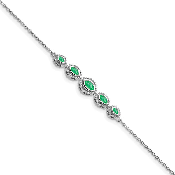 14K White Gold Marquise-Cut Emerald Bracelet