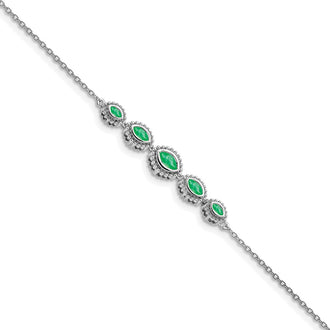 Buy Stylish 14K White Gold Marquise-Cut Emerald Bracelet - Luxury Value!