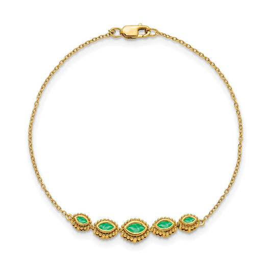 Buy Stylish 14K Gold Marquise-Cut Emerald Bracelet - Luxury for Less!