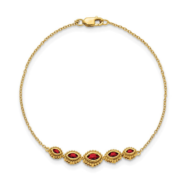 14K Gold Marquise Garnet Bracelet