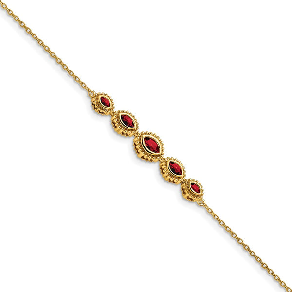 14K Gold Marquise Garnet Bracelet