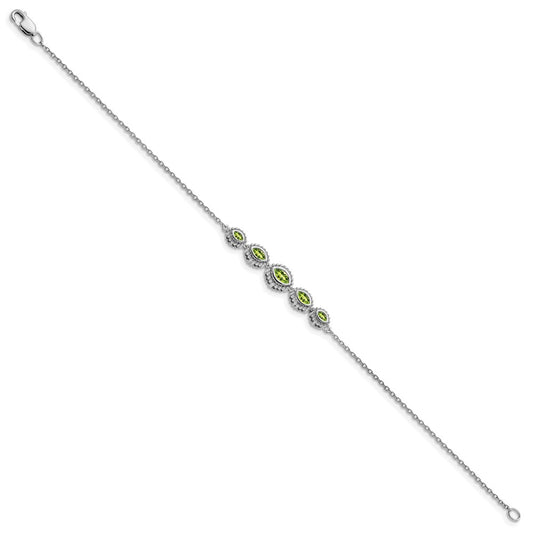 Shop Exclusive 14K White Gold Marquise Cut Peridot Bracelet - Stylish & Affordable