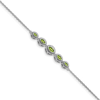 Shop Exclusive 14K White Gold Marquise Cut Peridot Bracelet - Stylish & Affordable