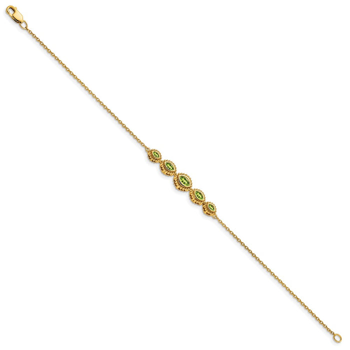 Buy Exclusive 14K Gold Marquise Cut Peridot Bracelet - Stylish & Affordable-2
